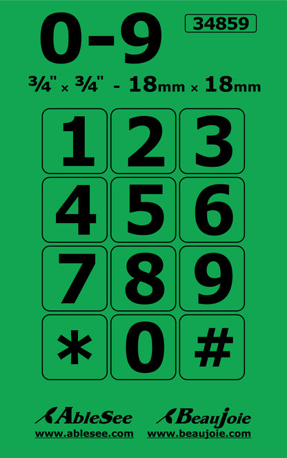 Adapted number stickers - Black on green (big) - 34859