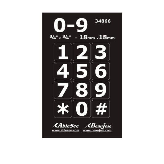 AbleSee Number Stickers White on Black - Vision Forward